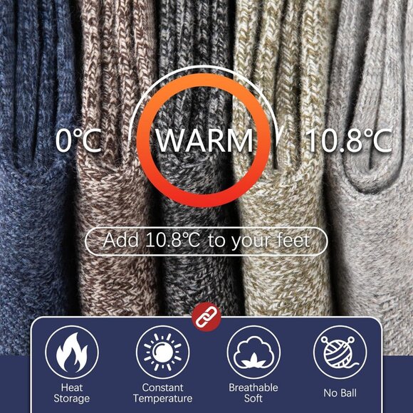Mens Thick Wool Socks Thermal Warm Winter Crew Socks 5 Pairs Multicolors - Picture 5 of 7